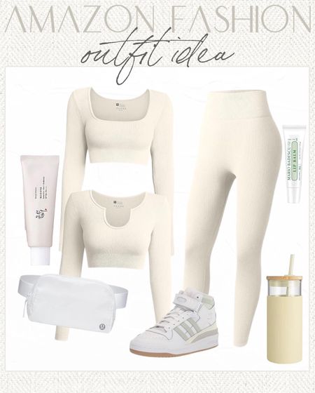 Amazon Athleisure outfit idea! Love this long sleeve ribbed workout set for exercise or errands! #Founditonamazon #amazonfashion #fitness #athleisure Amazon fashion outfit inspiration 

#LTKfitness #LTKstyletip #LTKsalealert