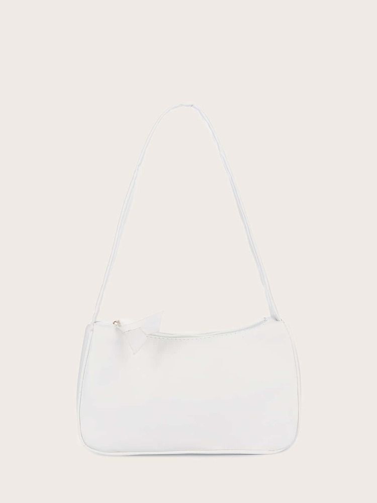 Plain Zipper Shoulder Bag | SHEIN