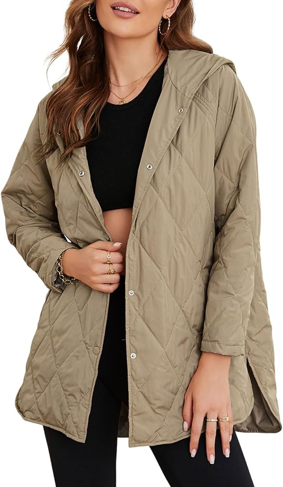 EVALESS Long Jackets for Women Fashion 2023 Winter Coat for Women Business Casual Diamond Quilted... | Amazon (US)