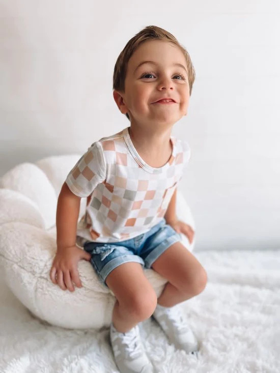 MUTED CHECKERS DREAM POCKET TEE | DREAM BIG LITTLE CO