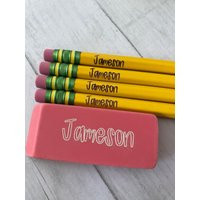 Back To School Personalized Pencil Bundle, Pencil, Eraser, Great For Kids At School, Supplies, Name | Etsy (US)