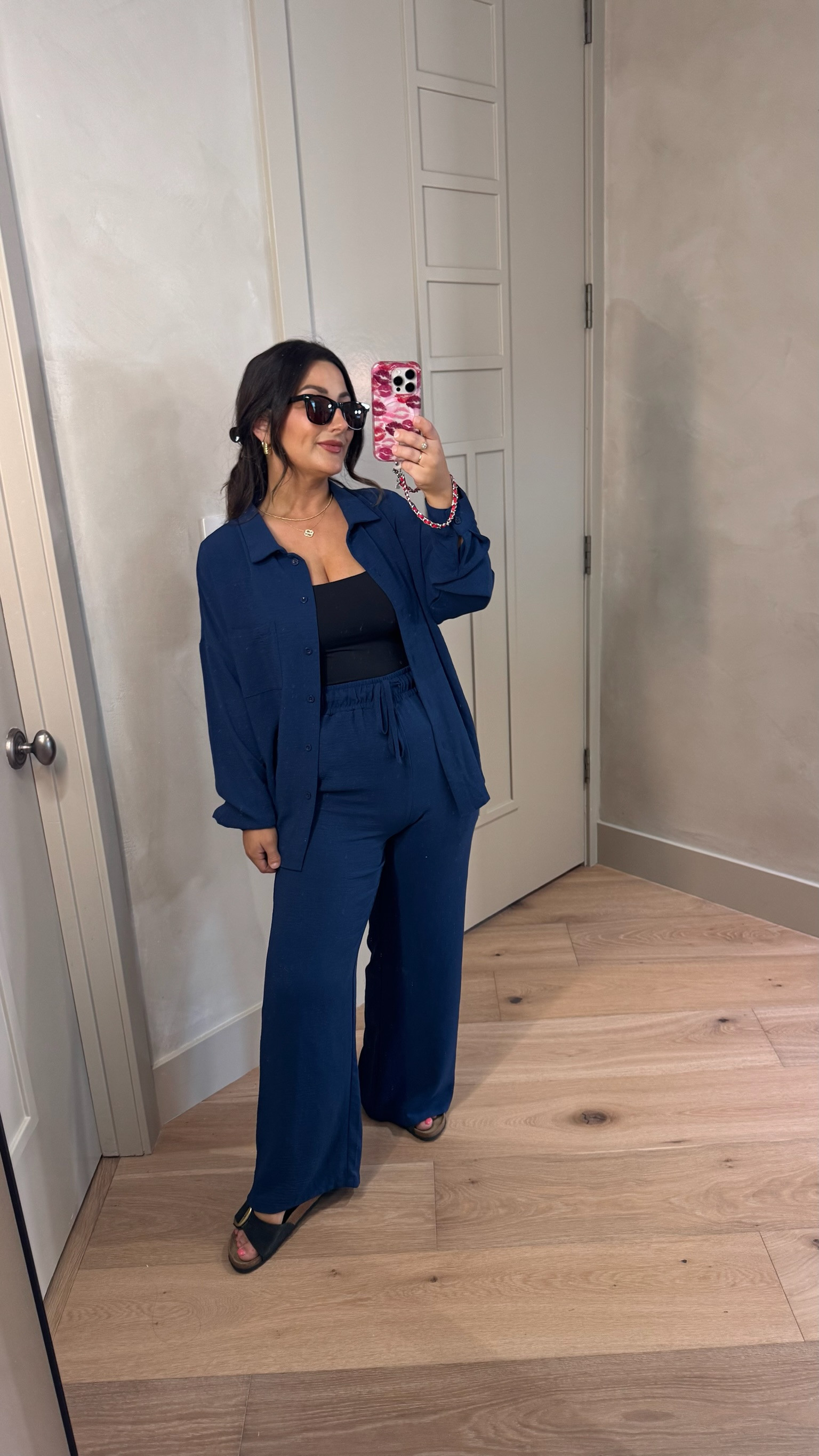 Perfect for vacation, beach days, mom life or casual outings! 

Petite friendly two piece set from Amazon!! Oversized shirt and wide leg flowy pants! 

5’0” 140lbs 
Set size small, color navy blue 
Tank size small

#LTKootd #LTKSaleAlert #LTKPetite