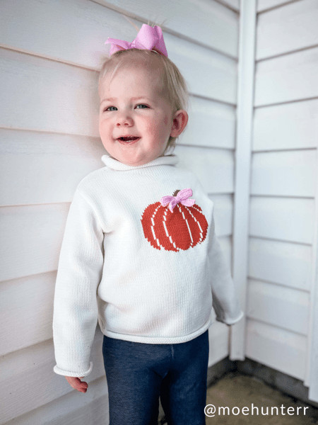 Bow Pumpkin Rollneck Toddler Sweater | Mud Pie
