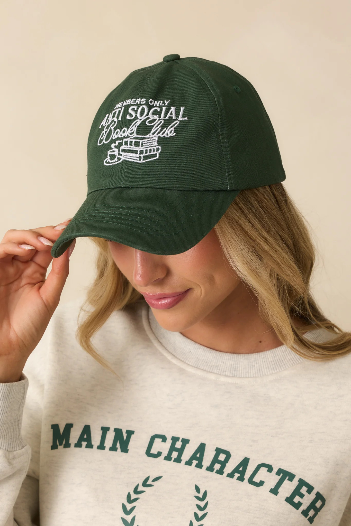 Anti-Social Book Club Member Hunter Green Cotton Baseball Cap | Red Dress