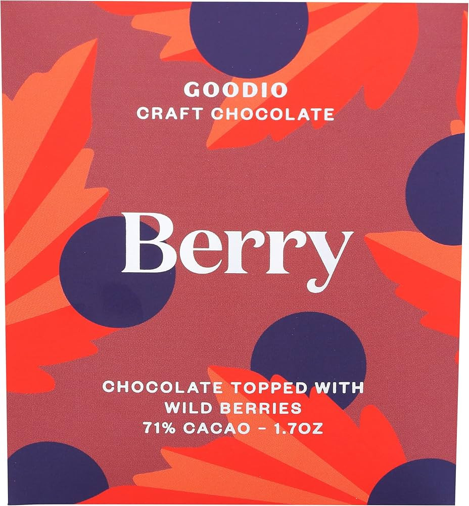 Goodio Chocolate, Bar Chocolate Berry Nordic, 1.7 Ounce | Amazon (US)