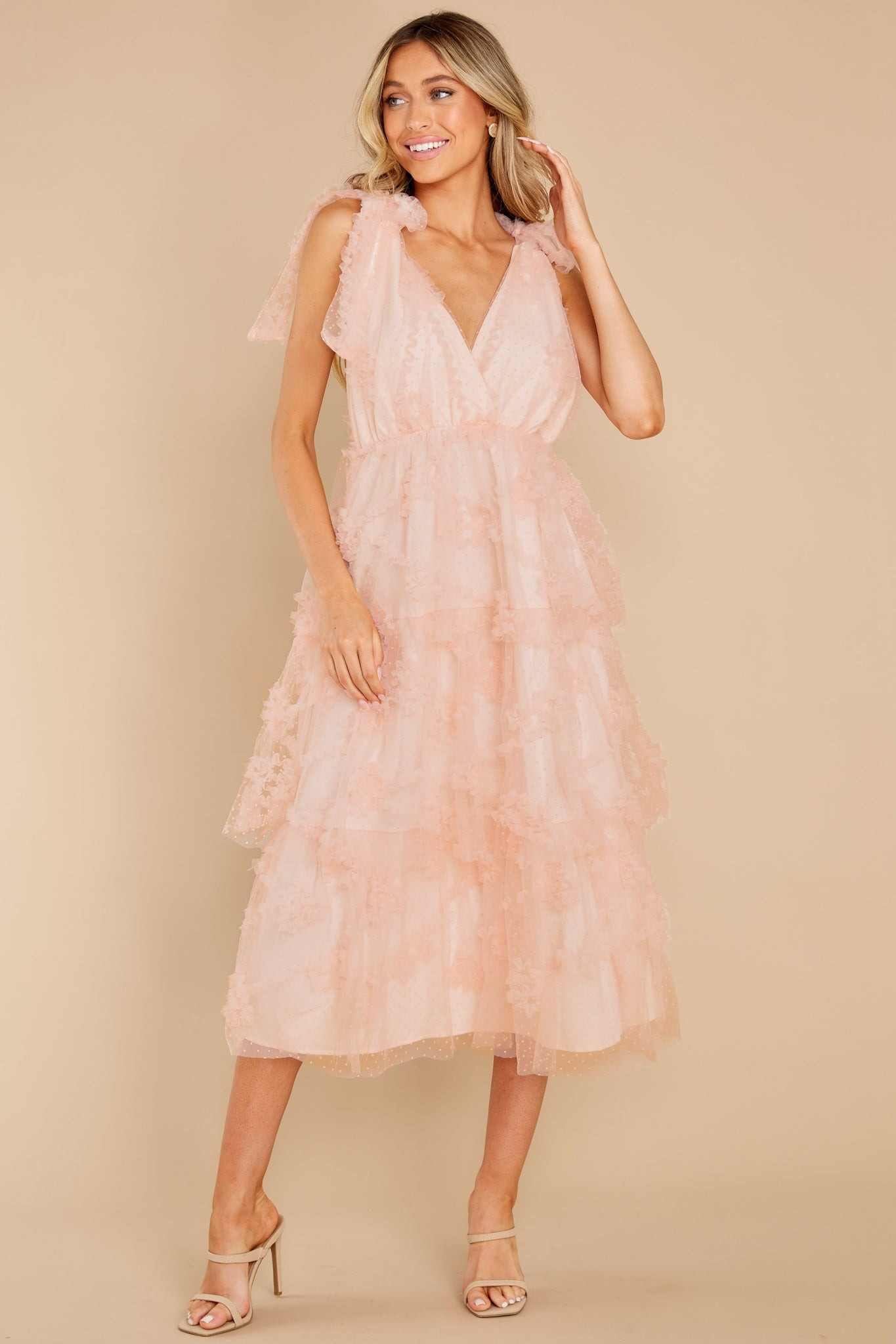 Stolen Glances Light Pink Midi Dress | Red Dress 