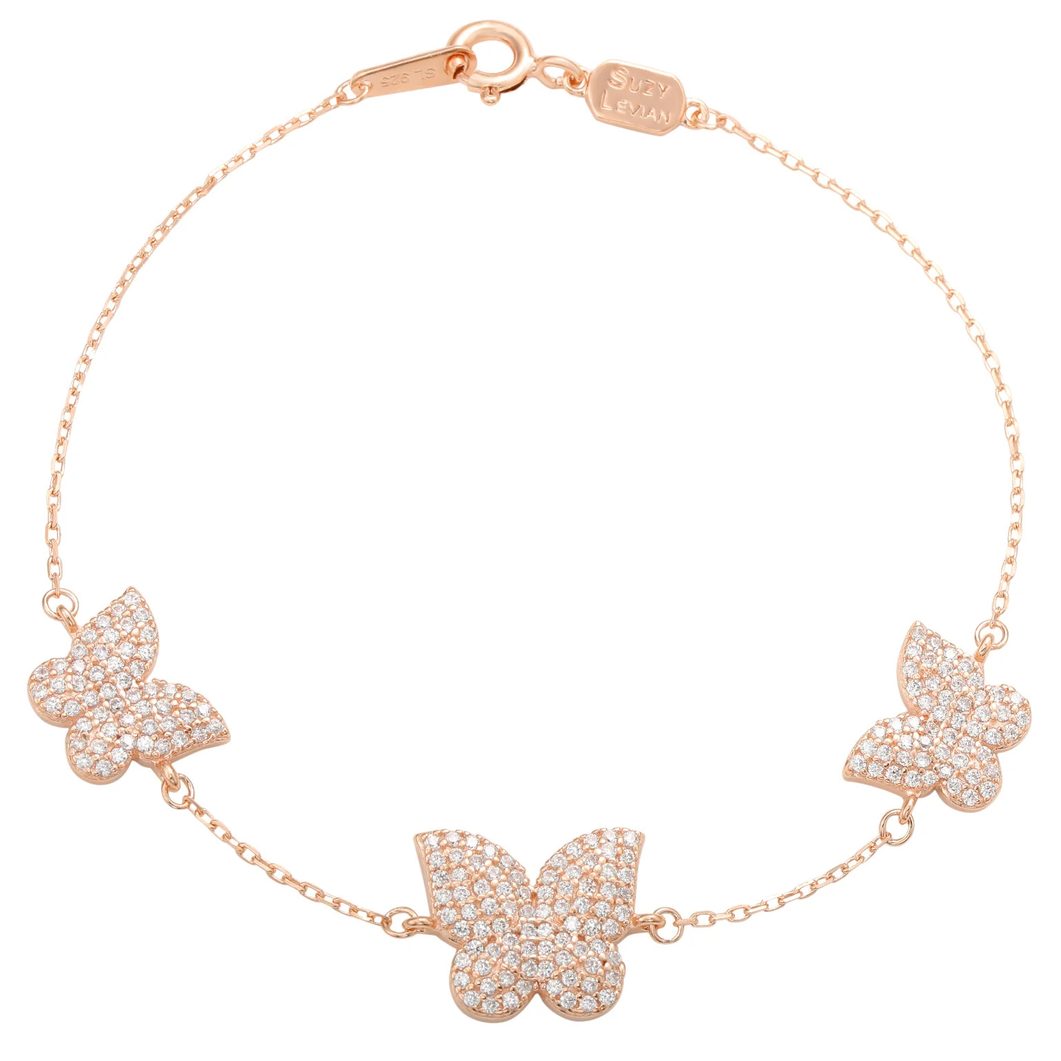 Suzy Levian Rose Sterling Silver Cubic Zirconia Butterfly Bracelet | SUZY LEVIAN