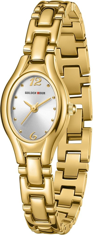 GOLDEN HOUR Gold Tone Vintage Women's Oval Case Bracelet Watch | Amazon (US)