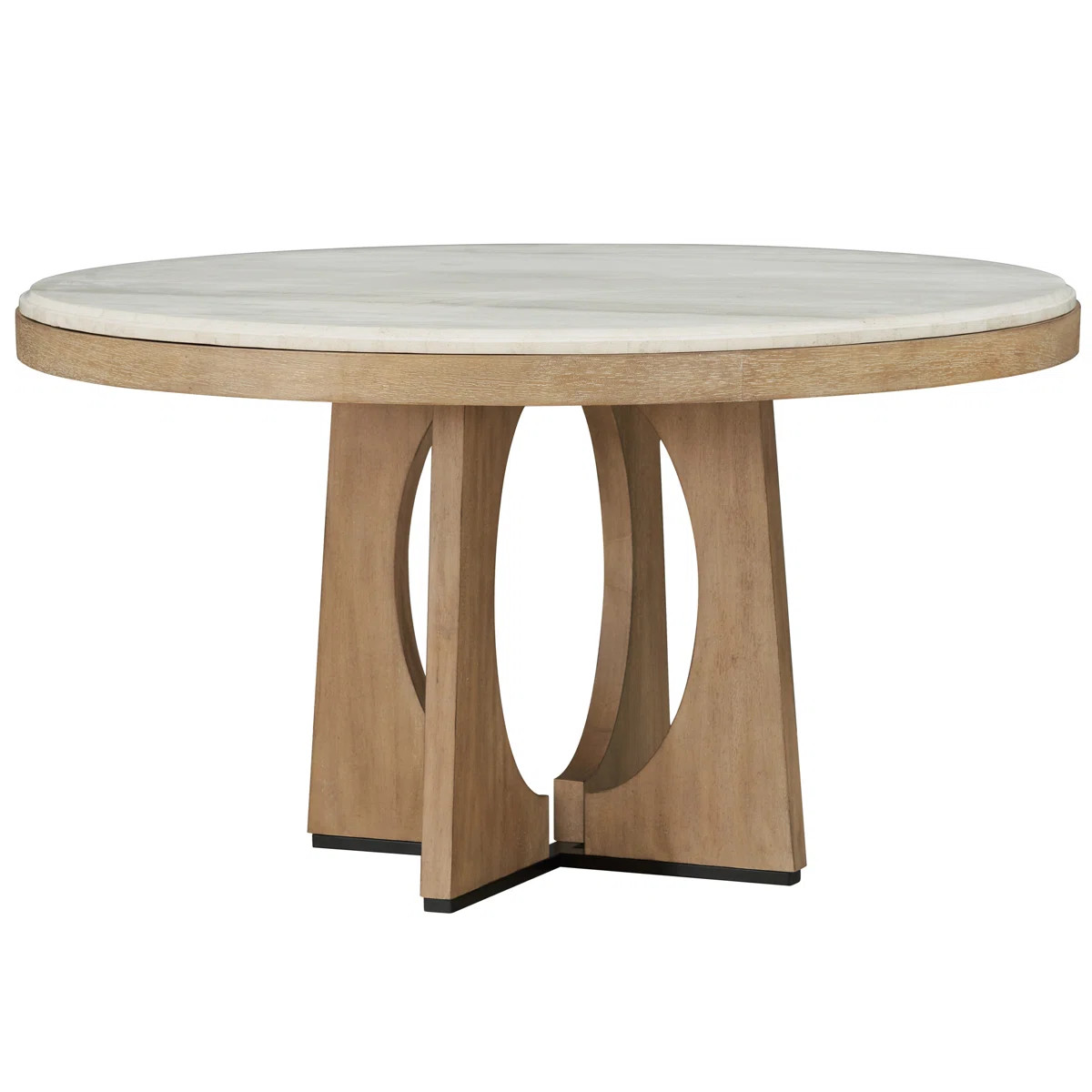 Pula Round Stone Top Solid Wood Base Dining Table | Wayfair North America