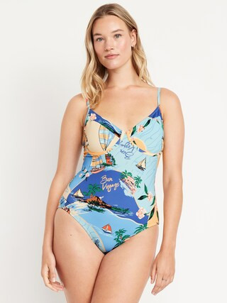Textured One-Piece Balconette Swimsuit | Old Navy (US)
