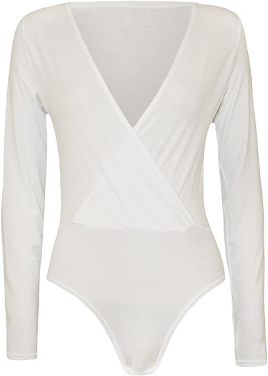 Commencer Women's Cross Over Wrap Avaliable in a to Suit Any Wardrobe Long Sleeve Bodysuit Shirt ... | Amazon (CA)