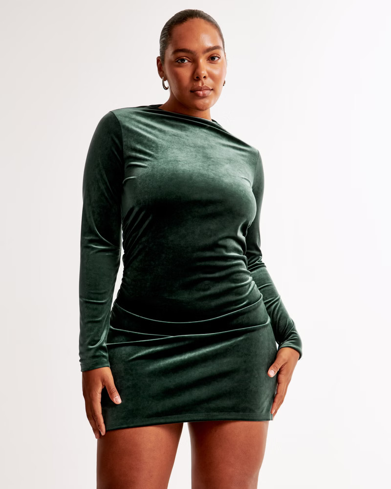 The A&F Paloma Long-Sleeve Velvet Mini Dress | Abercrombie & Fitch (US)
