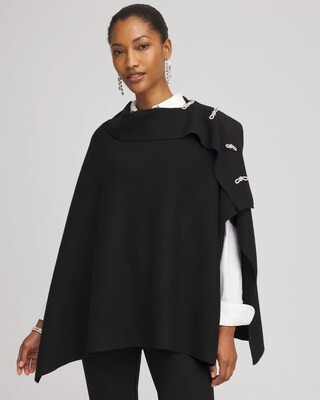 Women's Embellished Bow Poncho in Black | Chico's | Chico's