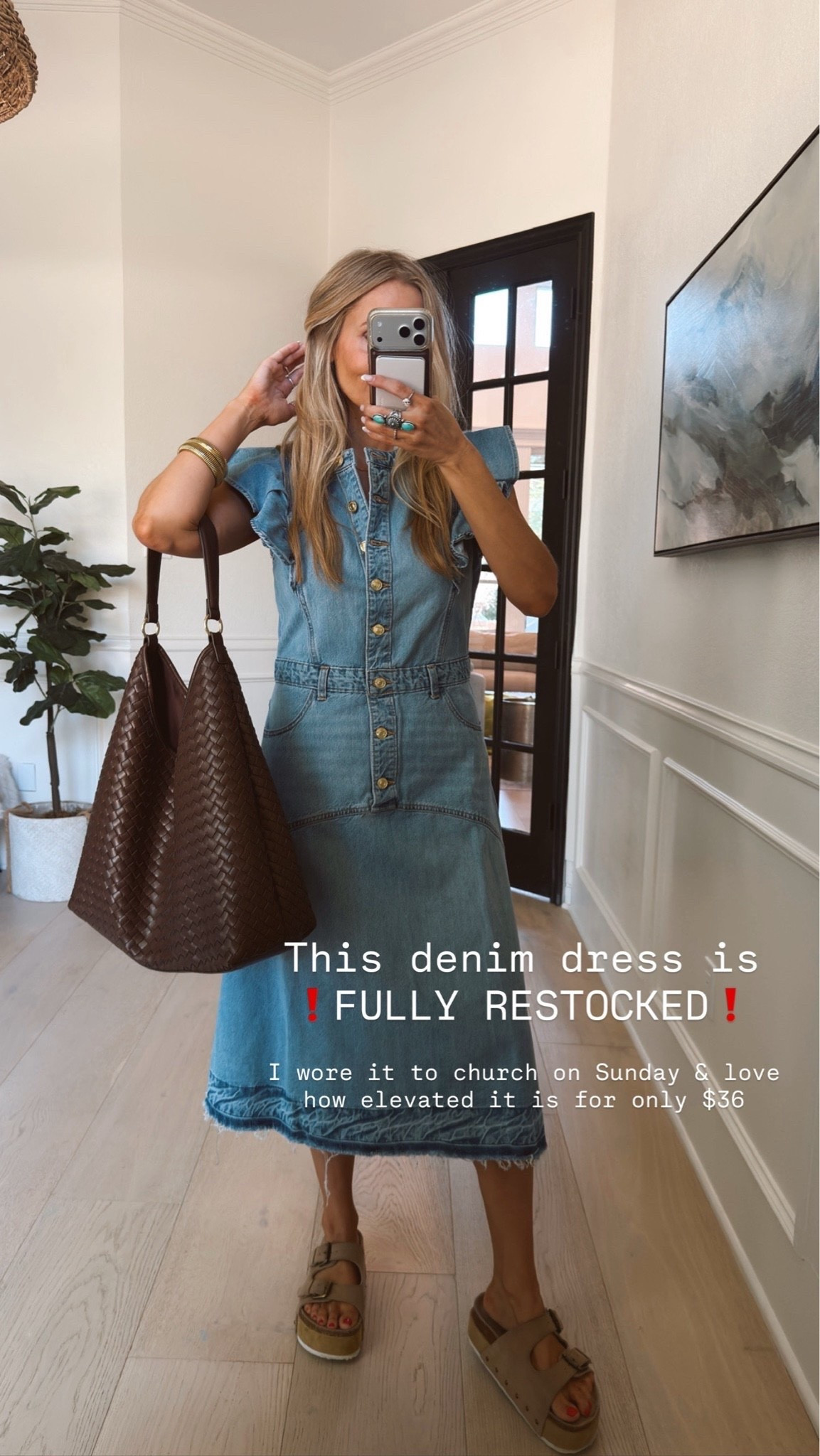 🤍Elevated denim dress I wore to church on Sunday is FINALLY back in stock. I love the flutter sleeves and the buttons down the front for under $40! 

Wearing size s / my tts 
5’5” | 120 ish lbs | size 4/27

#LTKdayinmylife #LTKgrwm #LTKootd