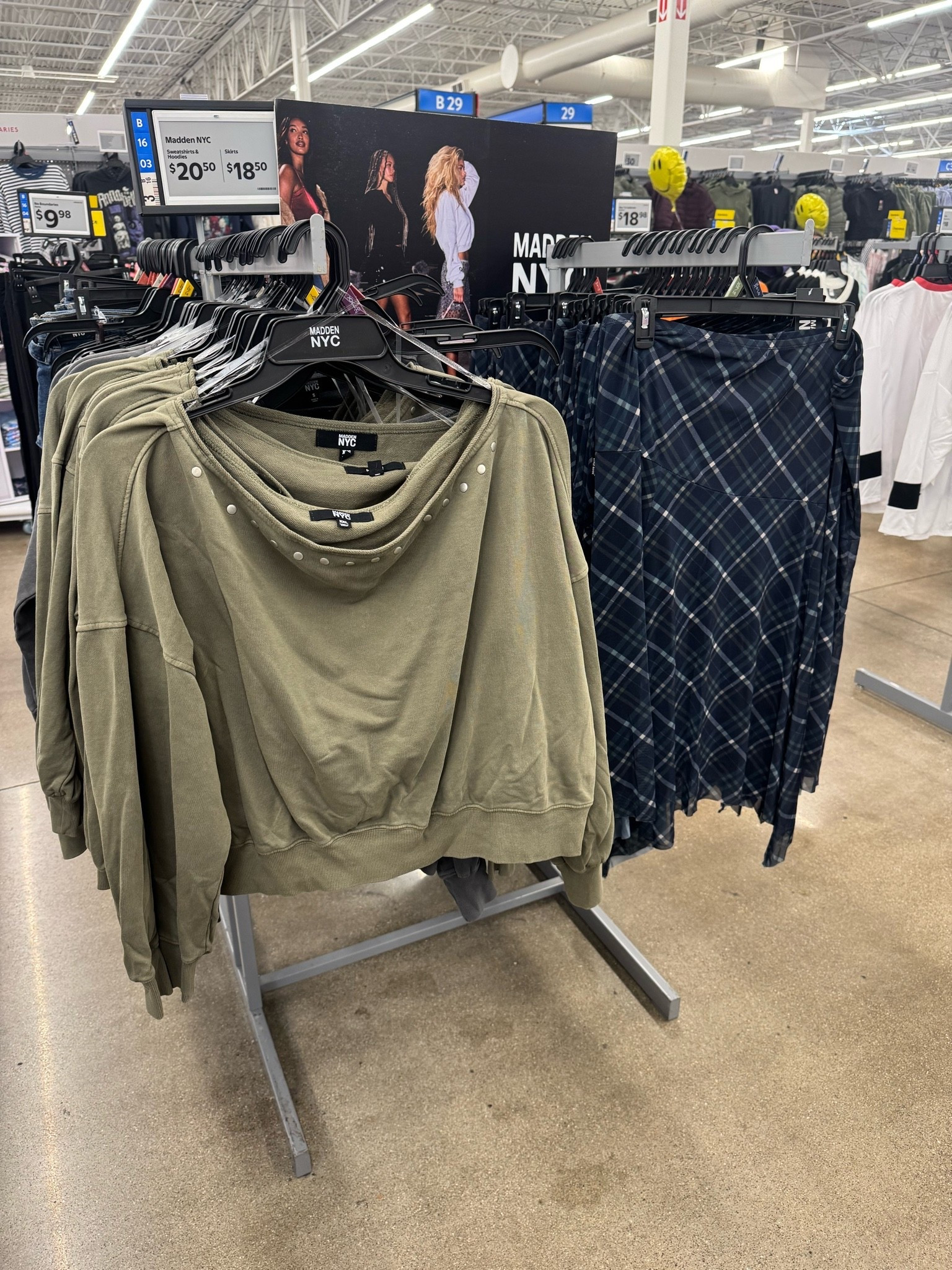 Walmart✨ Madden NYC Women's Studded Off The Shoulder French Terry Sweatshirt, Sizes XXS-XXL / Madden NYC Women's Asymmetrical Midi Skirt with Hanky Hem, Sizes XXS-XXL

#LTKootd #LTKgrwm #LTKSeasonal