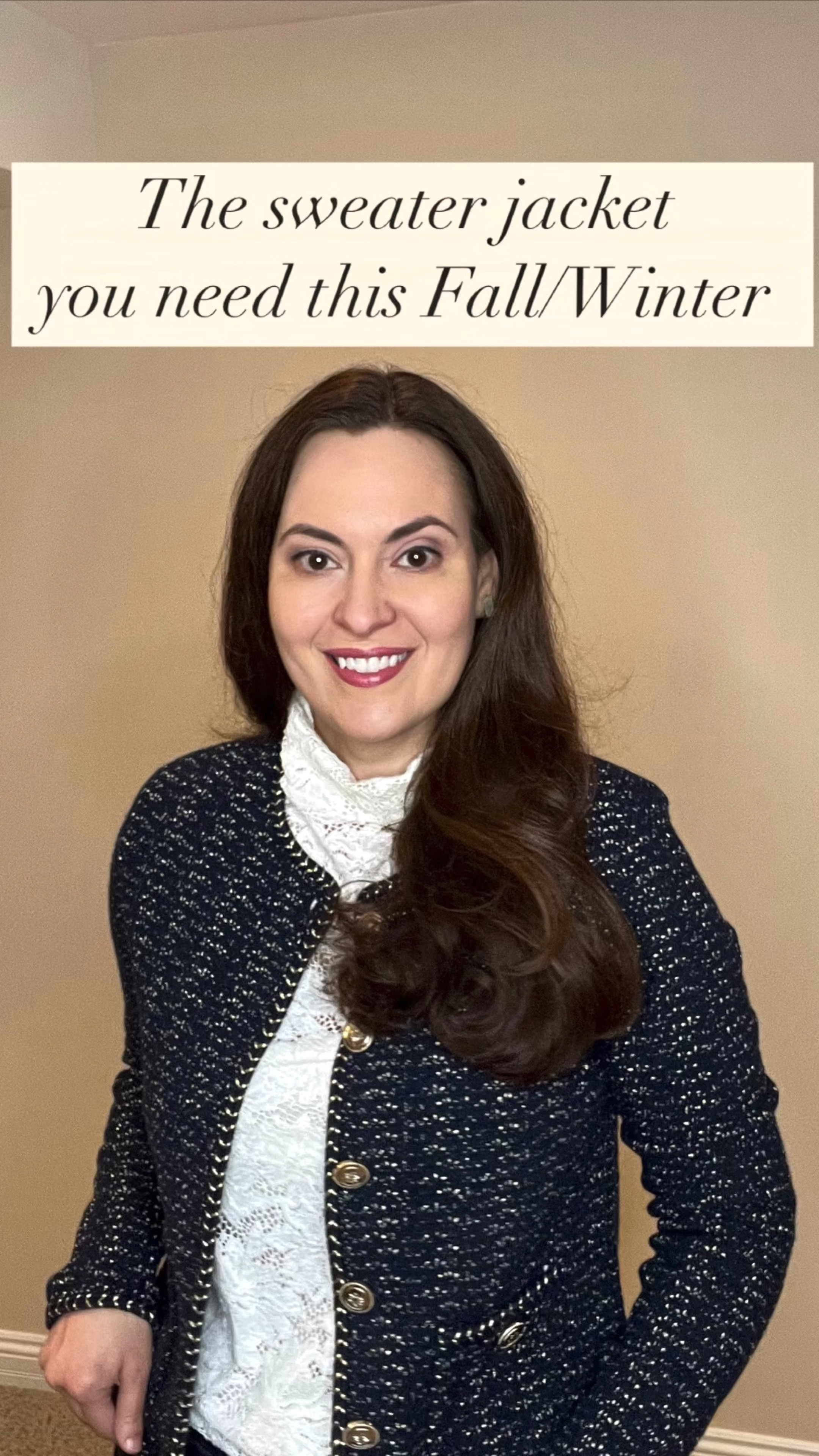 This tweed cardigan style sweater jacket is a must have for Fall/Winter. The metallic colored threading gives some sparkle and perfect to wear  for the Holidays. Wearing the size small  

#LTKStyleTip #LTKSaleAlert #LTKOver40