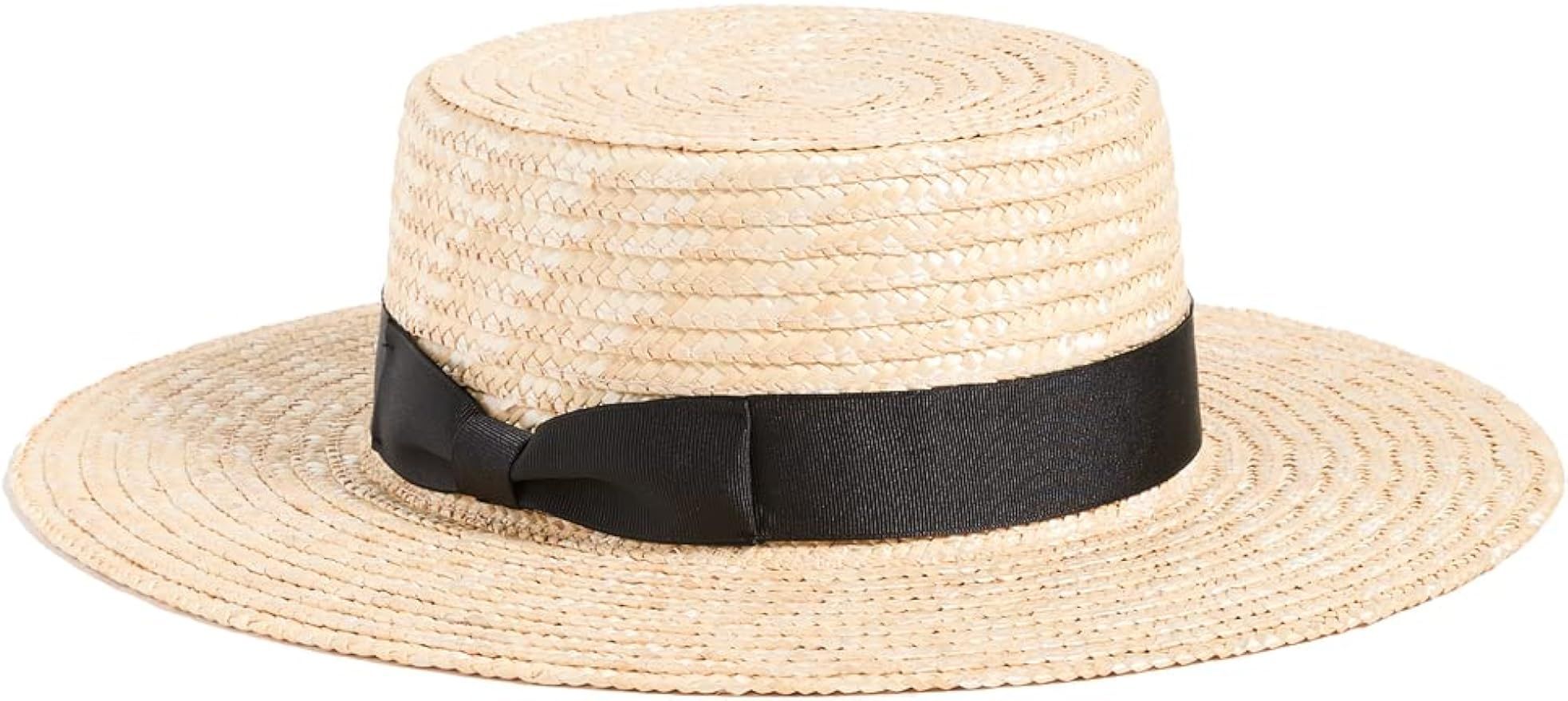 Lack of Color Women's Spencer Boater Hat, Natural/Black, L | Amazon (US)