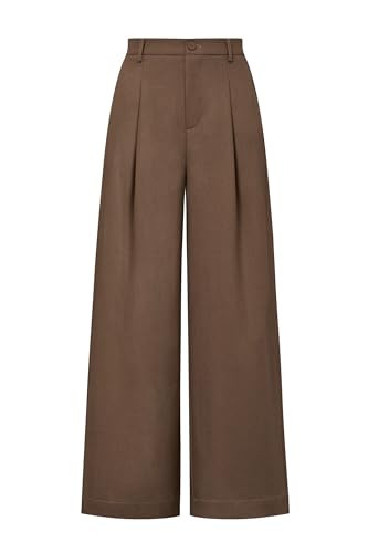 Arach&Cloz Womens Linen Blend Wide Leg All-Season Business Casual Outfits Dress Pants | Amazon (US)