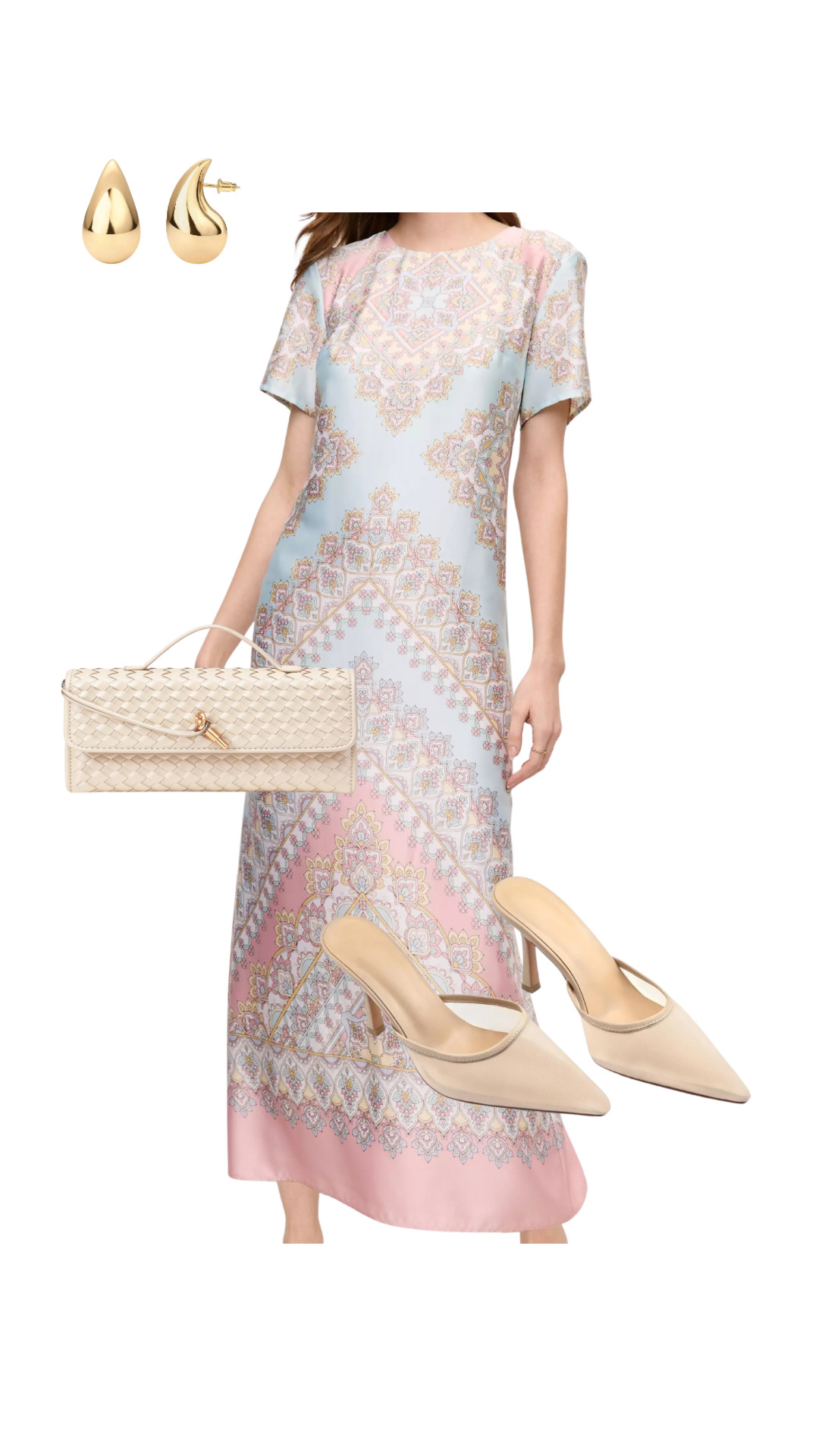Mother of the graduate outfit idea that feels modern, elegant, and effortless 🤍✨ This soft pastel printed midi dress paired with neutral pointed toe mesh heels and a woven clutch is the perfect balance of polished and comfortable for graduation day.

If you’re looking for a mother of the grad dress, graduation outfit for moms, or a chic spring event dress, this look checks every box — lightweight, breathable, flattering, and easy to wear in warm weather (perfect for outdoor ceremonies in the South ☀️).

I kept the styling clean with minimal heels, neutral accessories, and gold jewelry to keep it feeling elevated and not overdone. This is one of those outfits that photographs beautifully and feels just as good all day.

Perfect for:
• high school graduation
• college graduation
• spring events
• brunch or celebration dinners
#graduationoutfit  

 #LTKMothersDay #LTKgrwm #LTKootd
