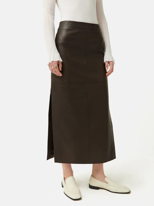 Leather Maxi Skirt | Chocolate | Jigsaw (UK)