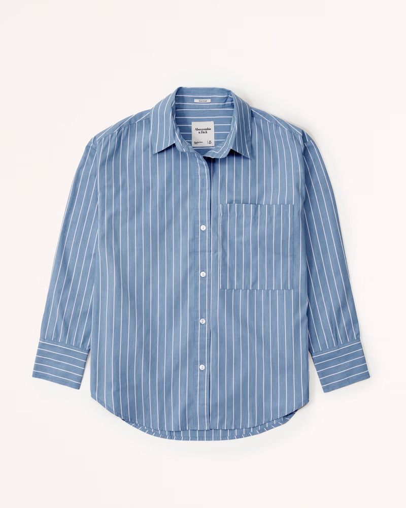 Oversized Poplin Button-Up Shirt | Abercrombie & Fitch (US)