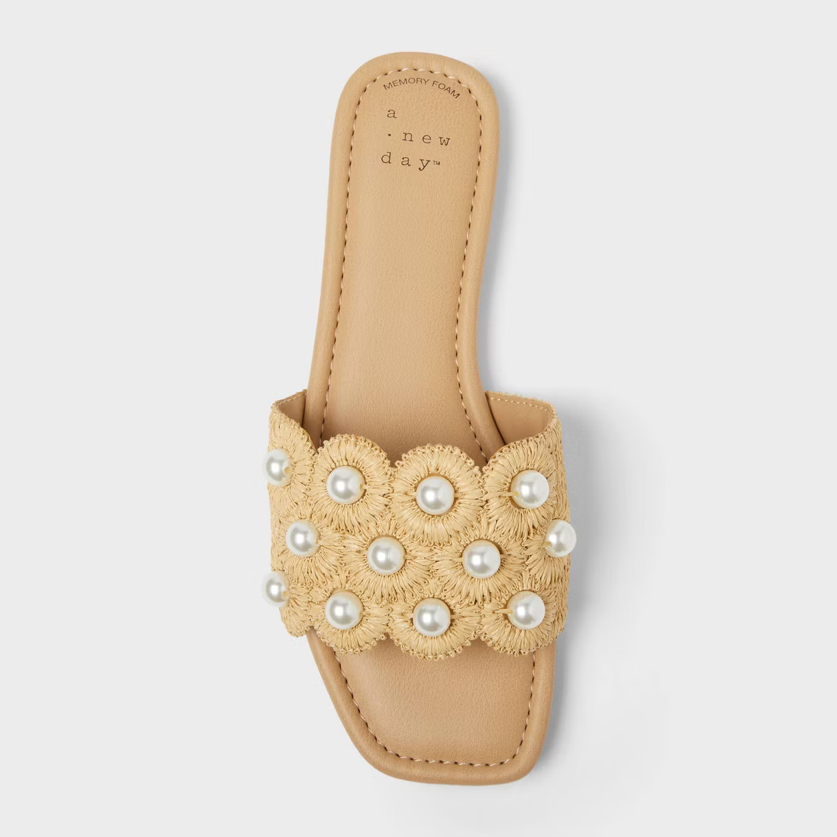 Women's Delaney Ornament Slide Sandals with Memory Foam Insole - A New Day™ Tan | Target