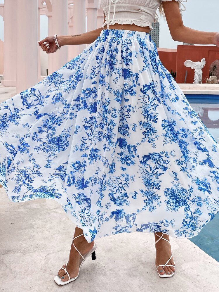 Floral Print Flared Skirt | SHEIN