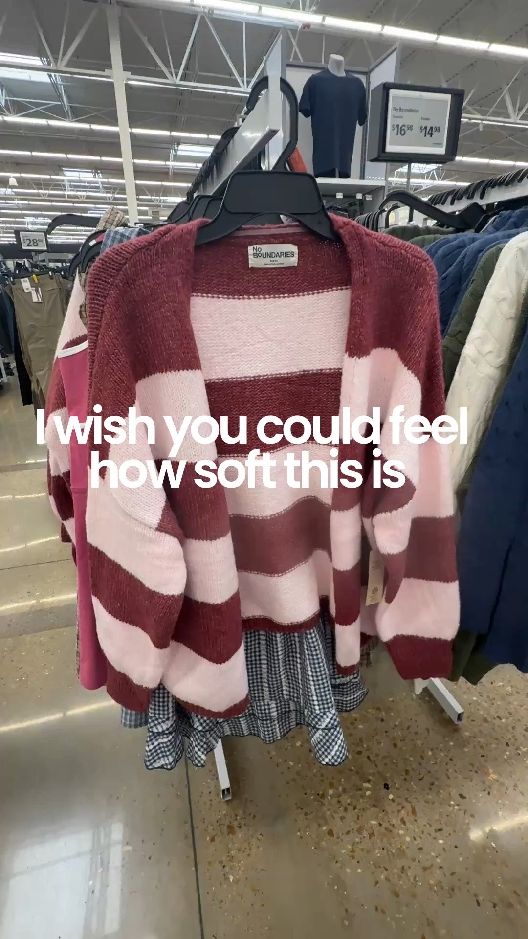Walmart fall find alert 🍂 This striped cardigan from No Boundaries so soft. The burgundy and blush stripes are so pretty, the knit feels soft and slouchy, and the ribbed cuffs are a nice detail. It's easy to dress up or down for an easy fall outfit. Under $20, so you can grab it in more than one color 🤎

#LTKOver40 #LTKMidsize #LTKootd