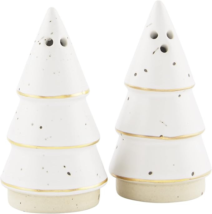 Mud Pie Stoneware Tree Salt and Pepper Set, Gold, 3 1/4" x 4" dia | Amazon (US)