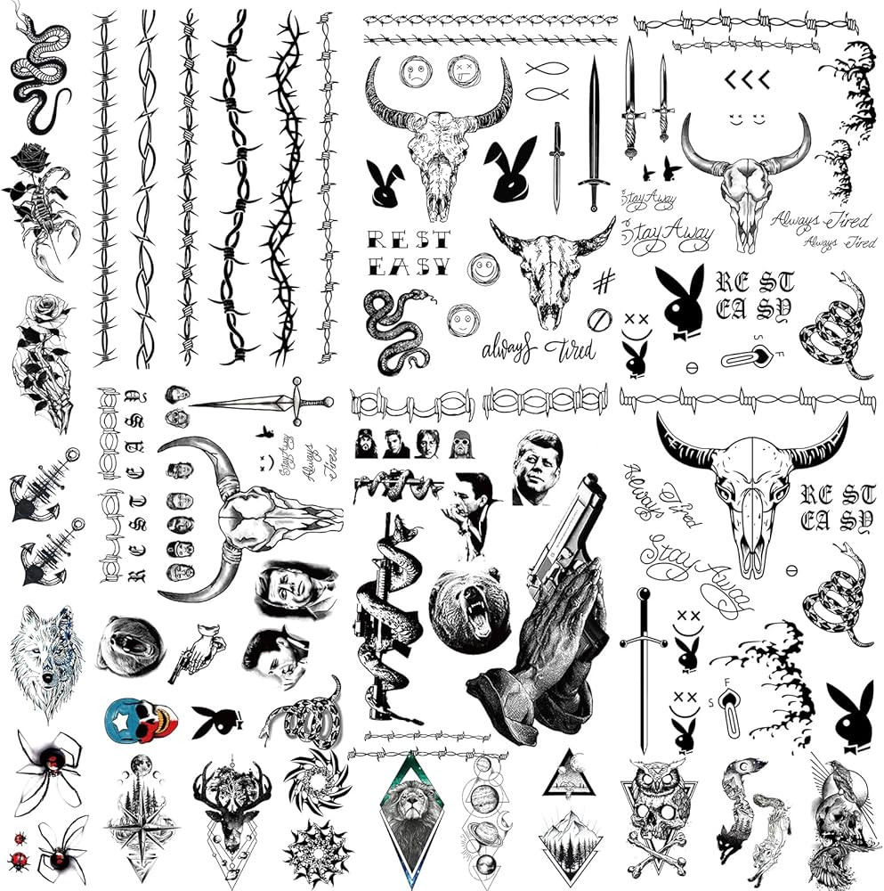 21 Sheets Halloween Tattoos, Malone Tattoos, Malone Face Temporary Tattoos Halloween Face Tempora... | Amazon (US)