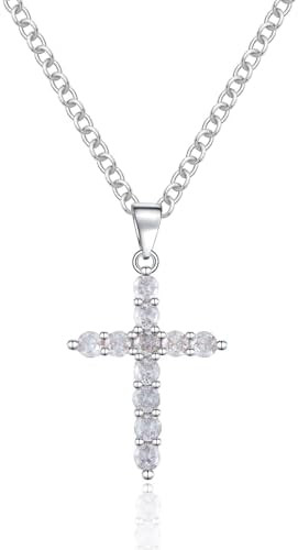 Cross Necklace for Women,Cubic Zirconia Cross Faith Pendant Necklaces Copper Simple Jewelry Gift ... | Amazon (US)