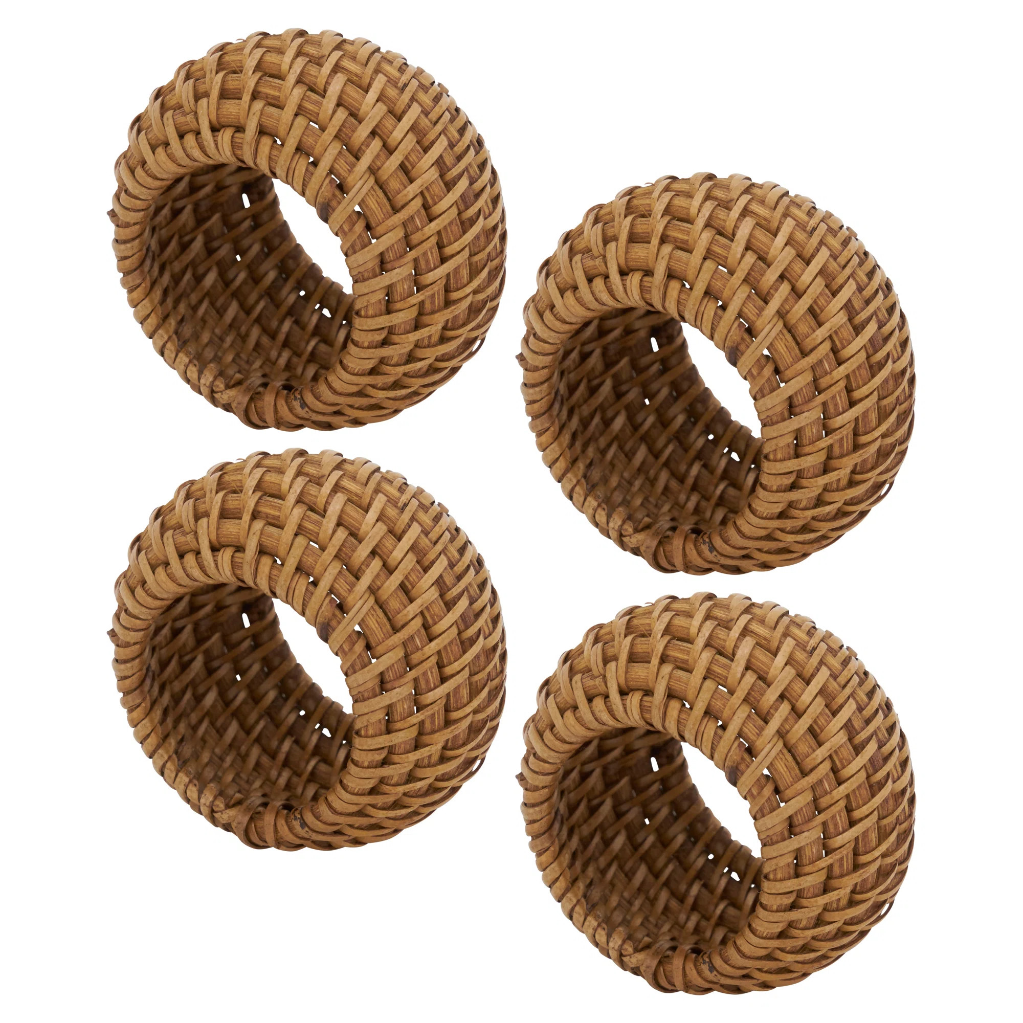 Avignon Woven Design Rattan Napkin Ring (Set of 4) | Birch Lane