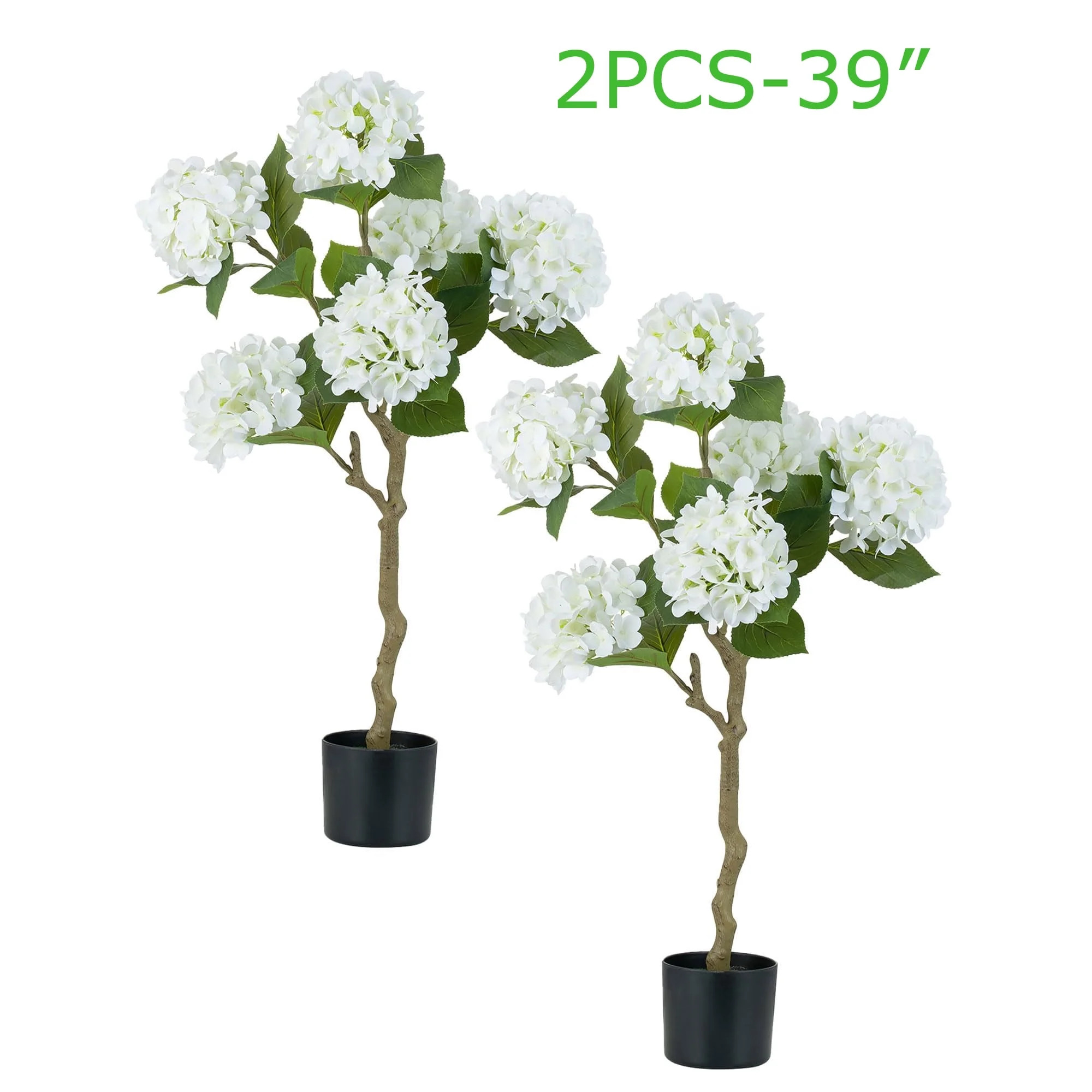 Nuptio 2 Pack Artificial Hydrangea Tree,  Faux Flower Plants for Floor Indoor Outdoor Front Porch... | Walmart (US)