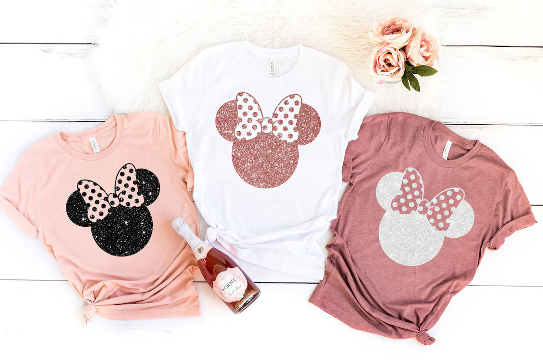 Minnie Ear Shirt,disney Shirt, Glitter Black, Minnie Shirt, Cute Ear Shirt, Disney Shirt for Woma... | Etsy (US)