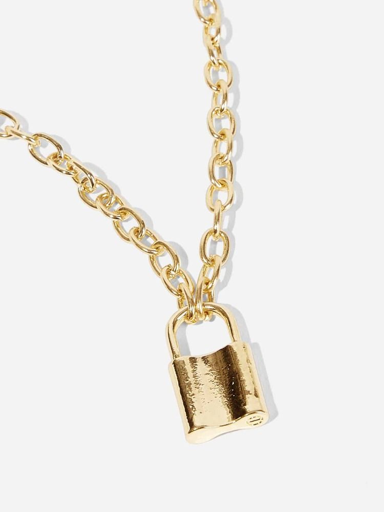 Lock Pendant Chain Necklace 1pc | SHEIN