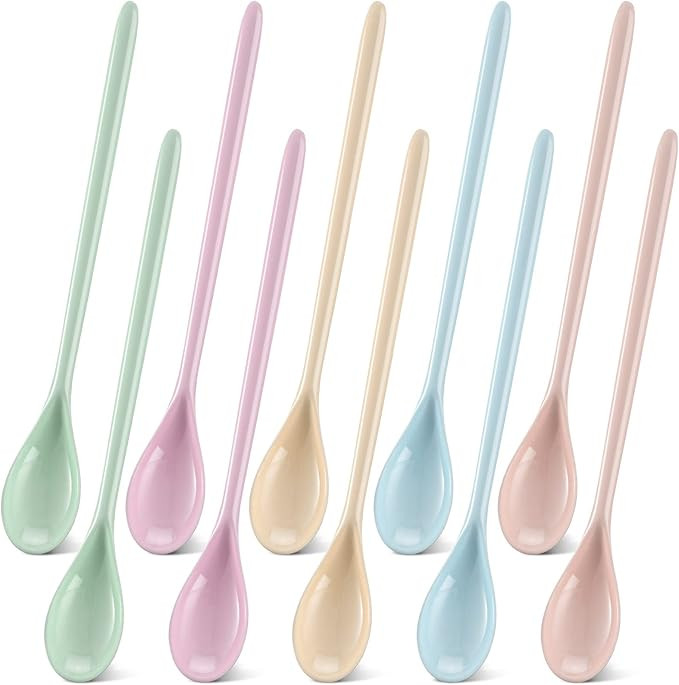 Lallisa 10 Pcs Long Handle Spoon 7.2'' Colorful Coffee Stirring Reusable Cute Plastic Spoons Mixi... | Amazon (US)