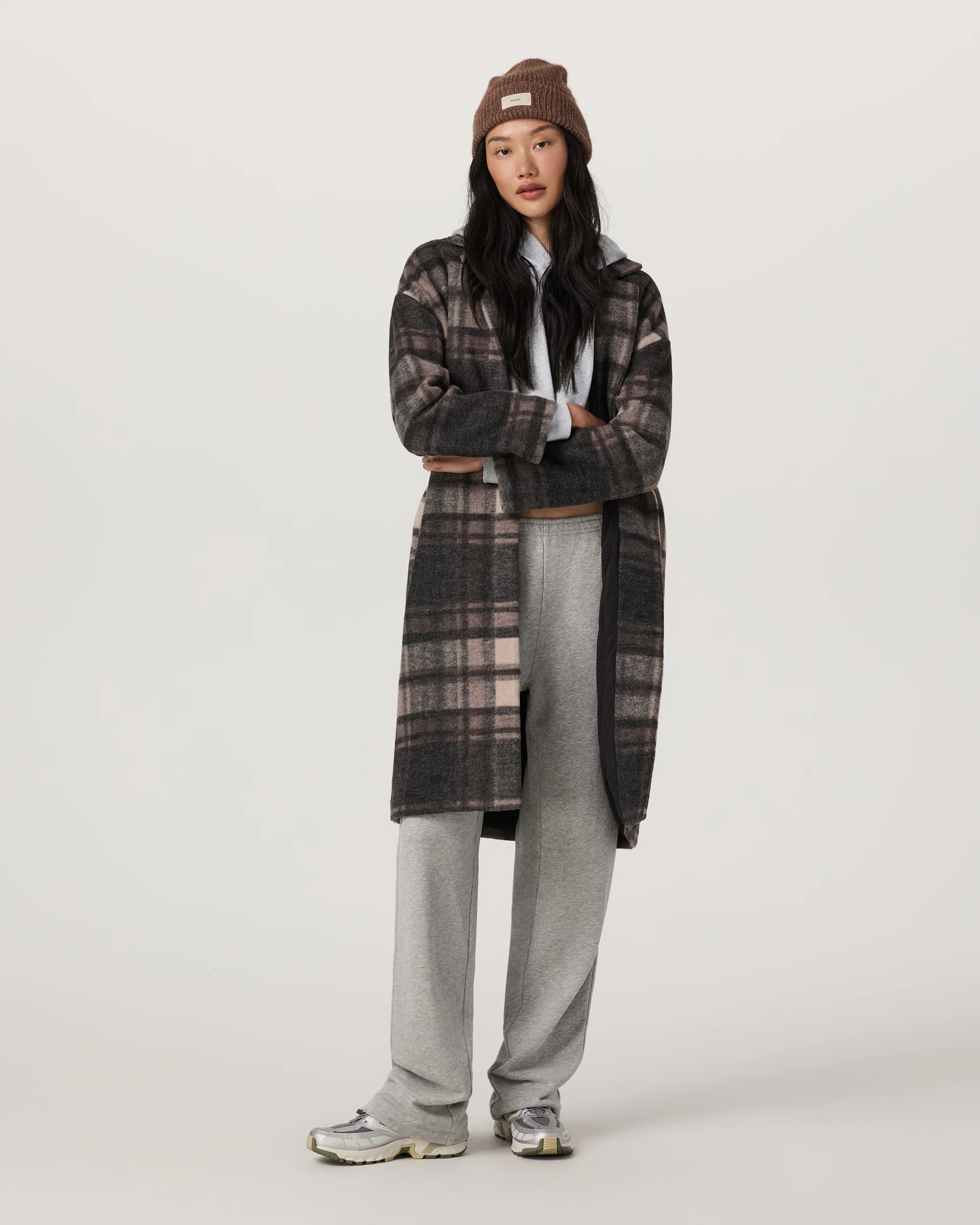 Women's Ballard Trench | Willow Grey Nova Plaid Coat | Vuori | Vuori Clothing (US & Canada)