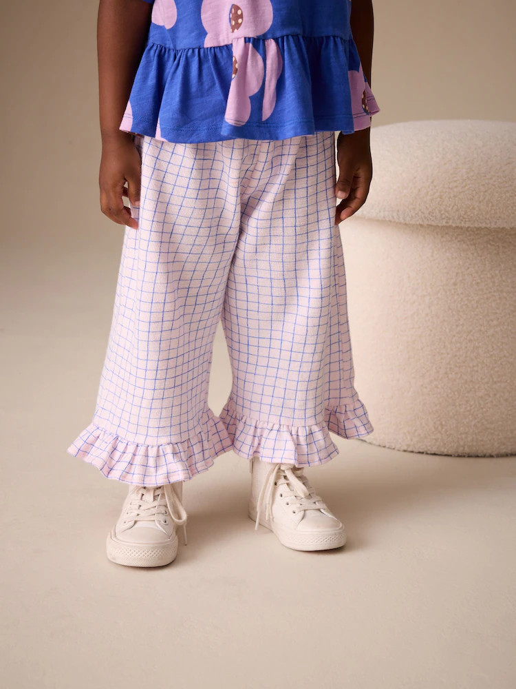 Pink/Blue Check Wide Leg Frill Trousers (3mths-7yrs) | Next US
