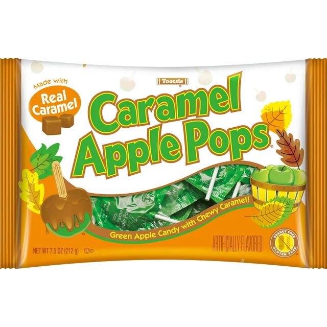 Tootsie Caramel Apple Lollipops, 7.5 oz. Caramel and Green Apple Lollipop Halloween Candy | Walmart (US)