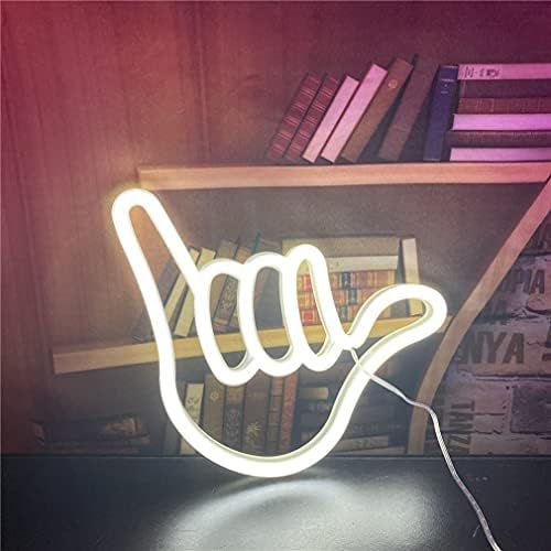 Amazon.com: QiaoFei Hand Shape Finger Neon Sign Lights Hanging Decorative Neon Light USB or Batte... | Amazon (US)