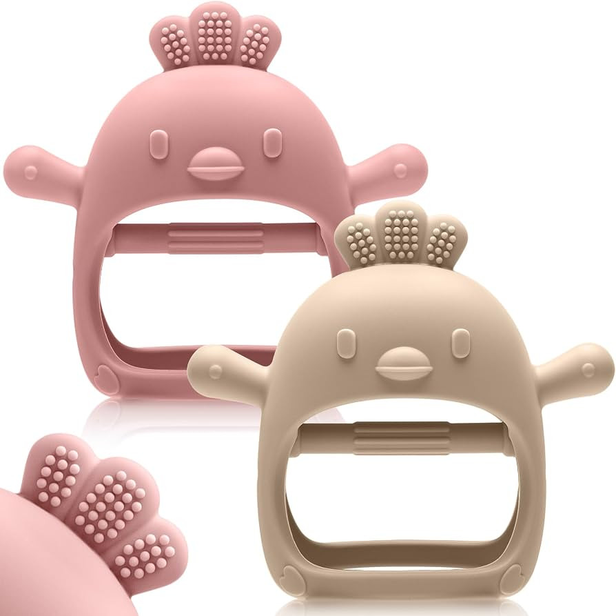 2 Pack Easter Baby Teething Toys for 0-6 6-12 Months, Never Drop Infant Teether Teething Mitten T... | Amazon (US)