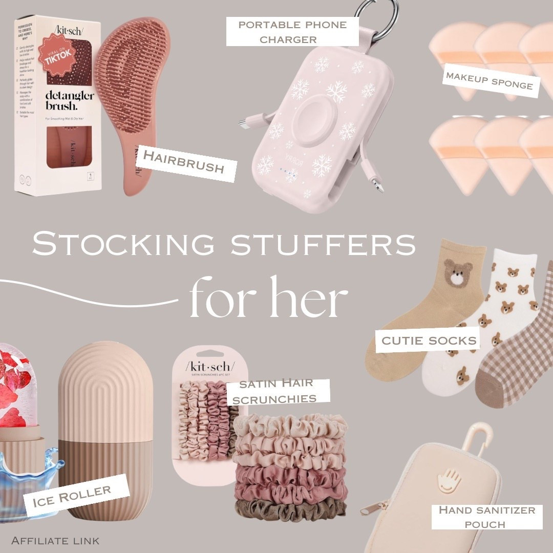 Stocking stuffers for her! 💗🎁



Beauty favs, cozy socks, ice roller, satin scrunchies, portable charger, travel essentials, face sponge, beauty routine, skin care, gifts for her, gift guide, dangler hair brush, Christmas gifts, holiday season 



#amazon #amazonfinds 

#LTKFindsUnder50 #LTKHoliday #LTKGiftGuide