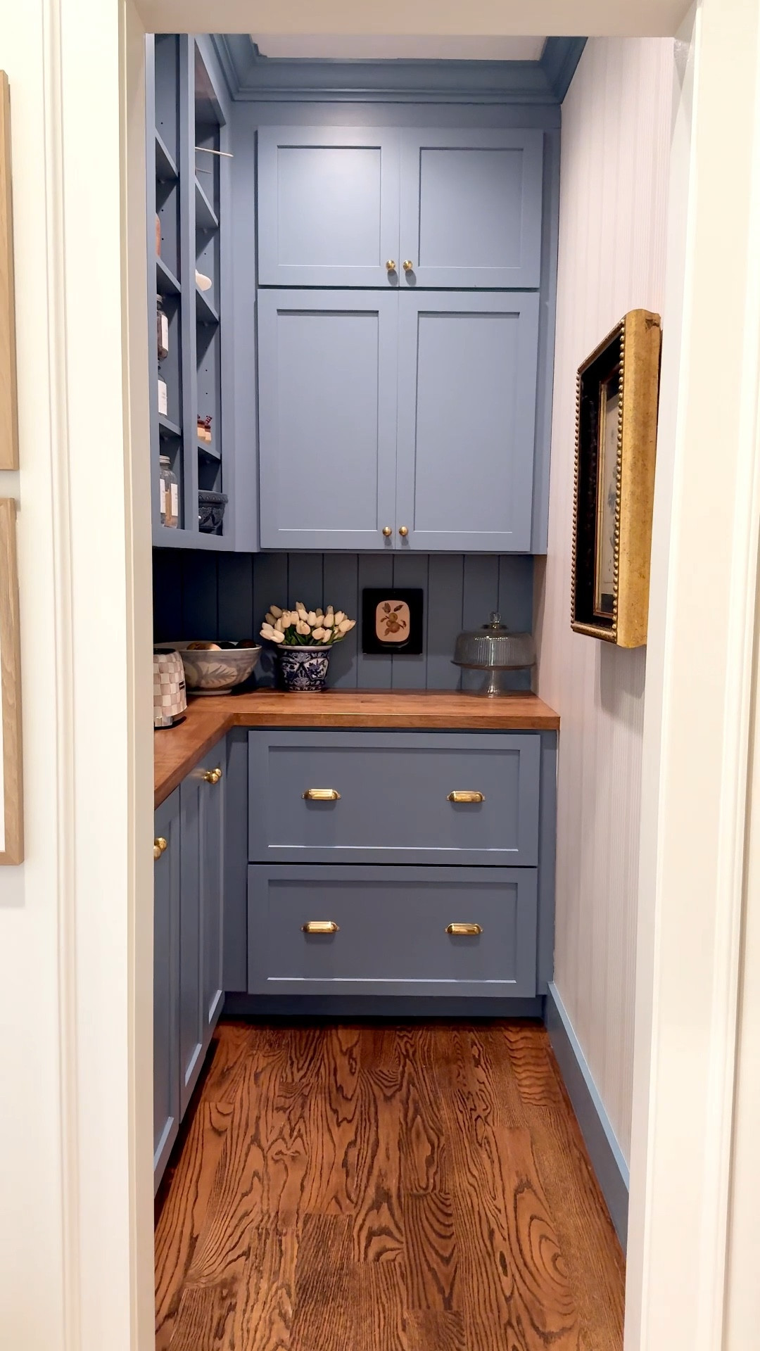 Loving the wood butcher block countertop in our DIY remodeled pantry @loweshomeimprovement #lowespartner #ad

#LTKHome