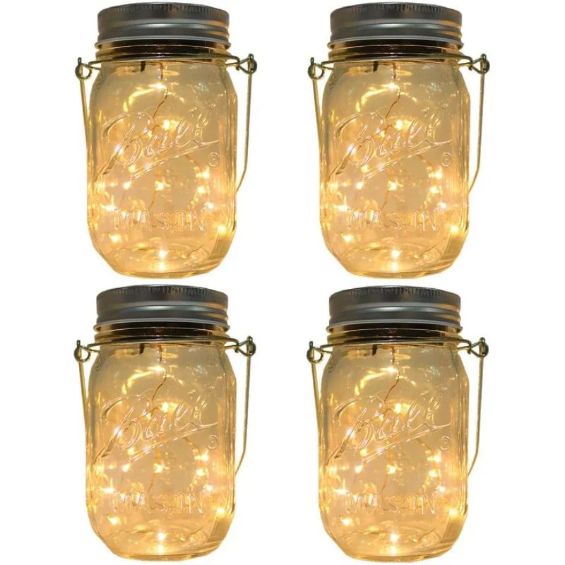 CHBKT 4-Pack Solar-Powered Mason Jar Lights (Mason Jar / Handle Included),20 Bulbs Jar Hanging Li... | Wayfair North America