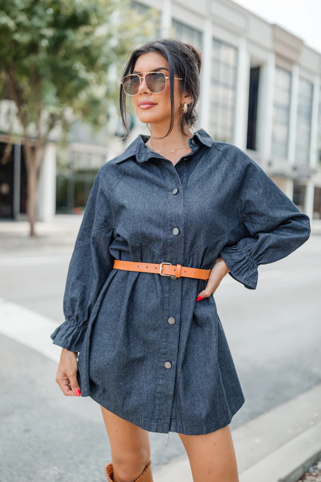 Live For Us Black Acid Wash Denim Mini Dress | Pink Lily