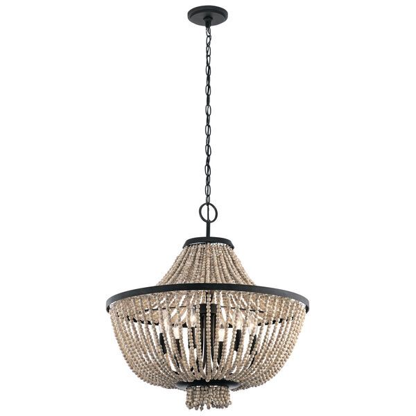 Brisbane Distressed Black 24-Inch Six-Light Chandelier | Bellacor