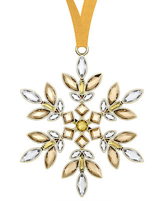 Gold Tone Crystal Hanging Snowflake Ornament | Macy's