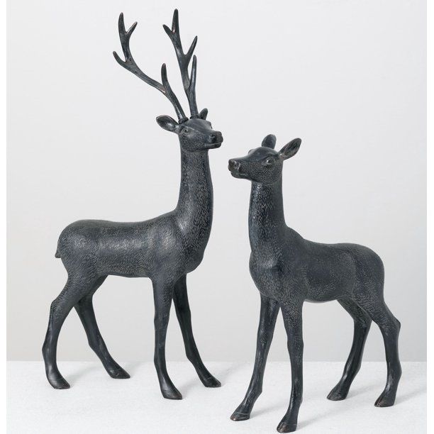 Sullivans Set of 2 Deer Figurines 19"H & 14"H Black - Walmart.com | Walmart (US)