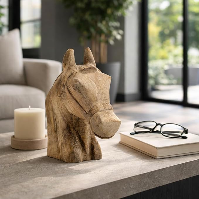 Sagebrook Home Wood Horse Figurine Sculpture - Handcrafted Rustic Wooden Decor for Home, Office, ... | Amazon (US)