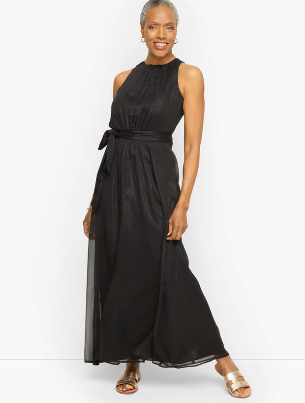 Halter Maxi Dress - Metallic Stripe | Talbots